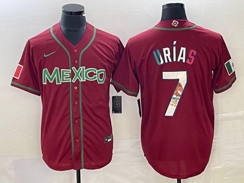Men 2023 World Cub Mexico #7 Urias Red camo Nike MLB Jersey12